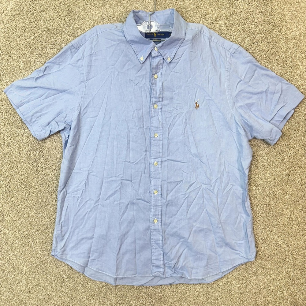 Ralph Lauren Shirt Mens XXL Slim Fit Chambray Oxford Blue Button Down EUC